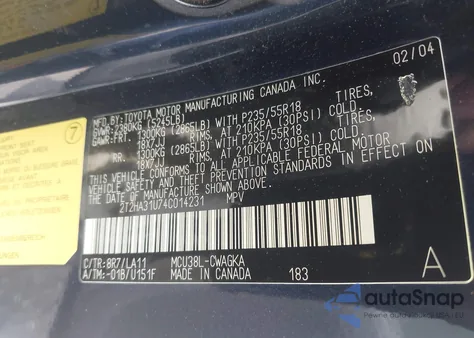 2004 Lexus Rx 330 z USA, uszkodzony, nr VIN 2T2HA31U74C014231